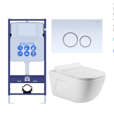 Комплект инсталляции с подвесным унитазом AQUATEK с сиденьем и кнопкой SET AQUATEK ДИВА-015 4в1 Комплект инсталляции с подвесным унитазом AQUATEK с сиденьем и кнопкой SET AQUATEK ДИВА-015 4в1